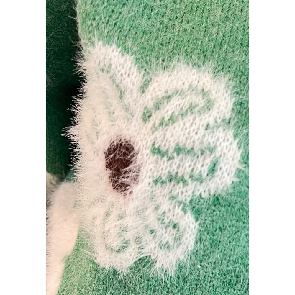Gorgeous green half zip floral sweater S M L - Picture 7 of 8